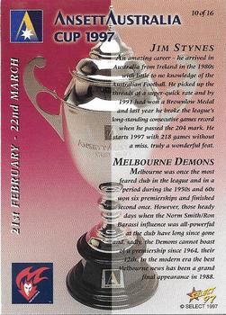 1997 Select Ansett Australia Cup #10 Jim Stynes Back